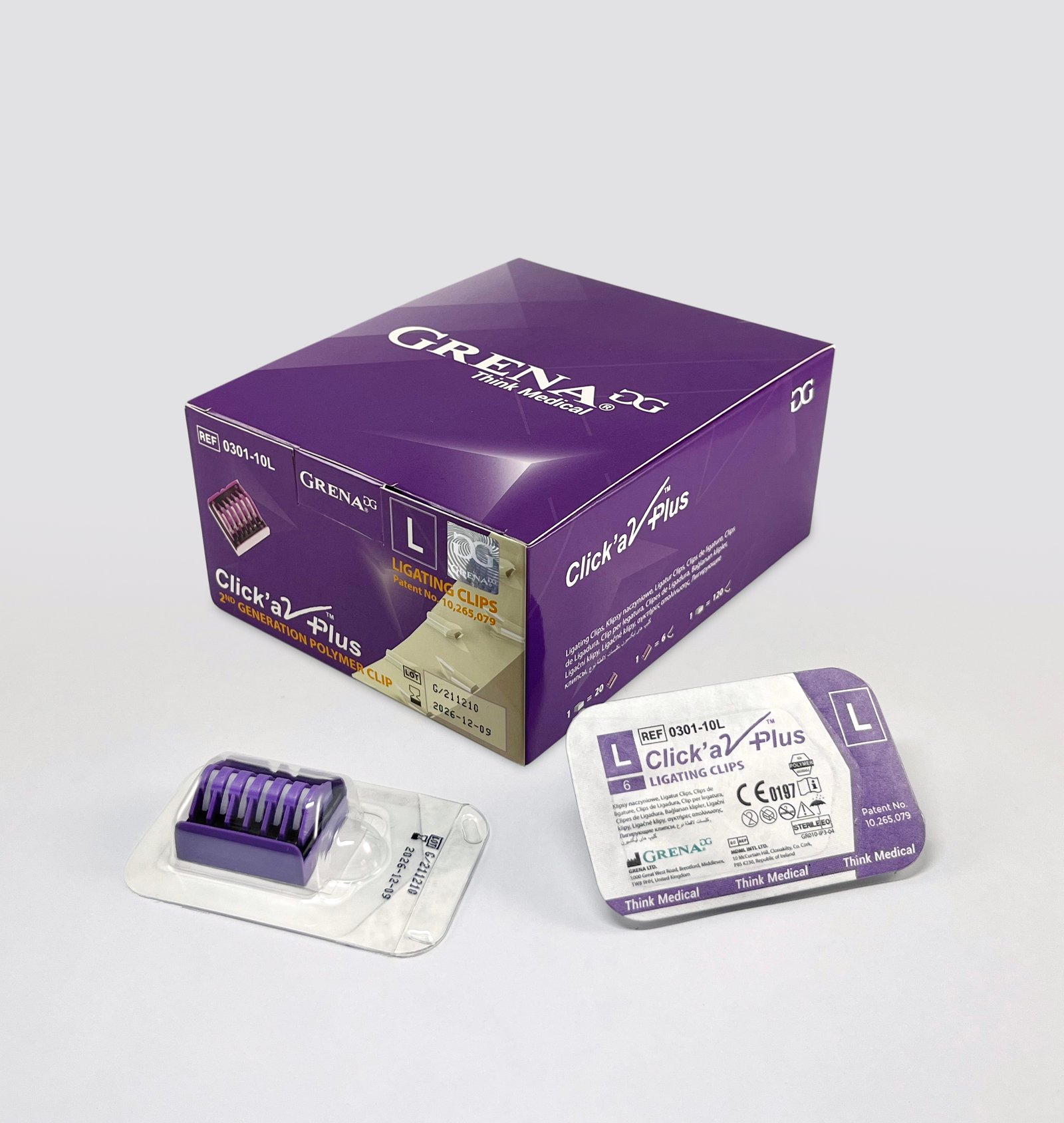 Caja de clips Click'aV Plus (Hemolock Morado) de Grena ltd.