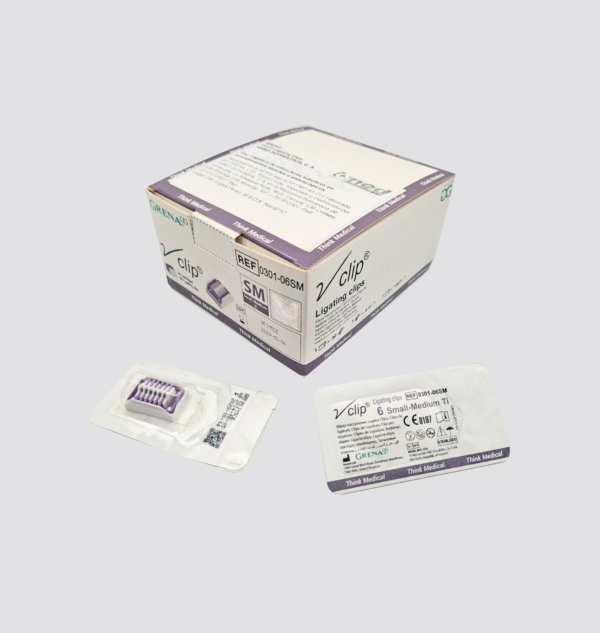 Caja de VClip talla SM (Hemoclip Morado) marca Grena Ltd.